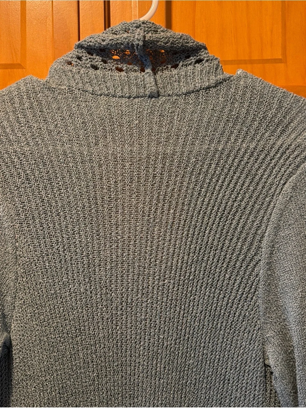 Open-Front Blue Knit Women's Sweater Cardigan